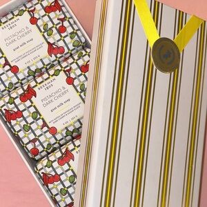 Beekman 1802 Pistachio & Dark Cherry Goat Milk Soap Trio Set in Box NEW